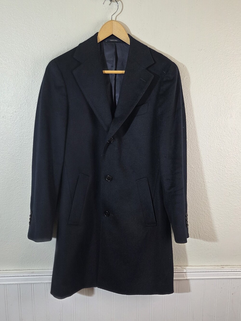Suitsupply Vicenza Wool Overcoat Mens 42 Navy 3 Button Top Coat Dress Coat